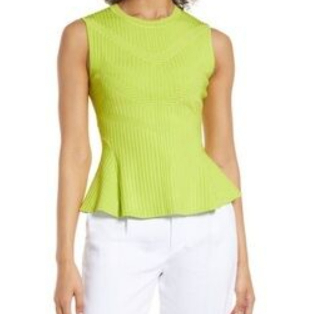 NWT Halogen Vibrant Green Peplum Sweater Top - Picture 1 of 8